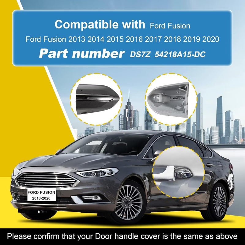 Goholy Car Exterior Door Handle Key Hole Trim Cover CapCompatible with Ford Fusion 2013 2014 2015 2016 2017 2018 2019 2020 DS7Z 54218A15-DC Door Handle Accessories Lock Cap Black with Electroplating - Image 2